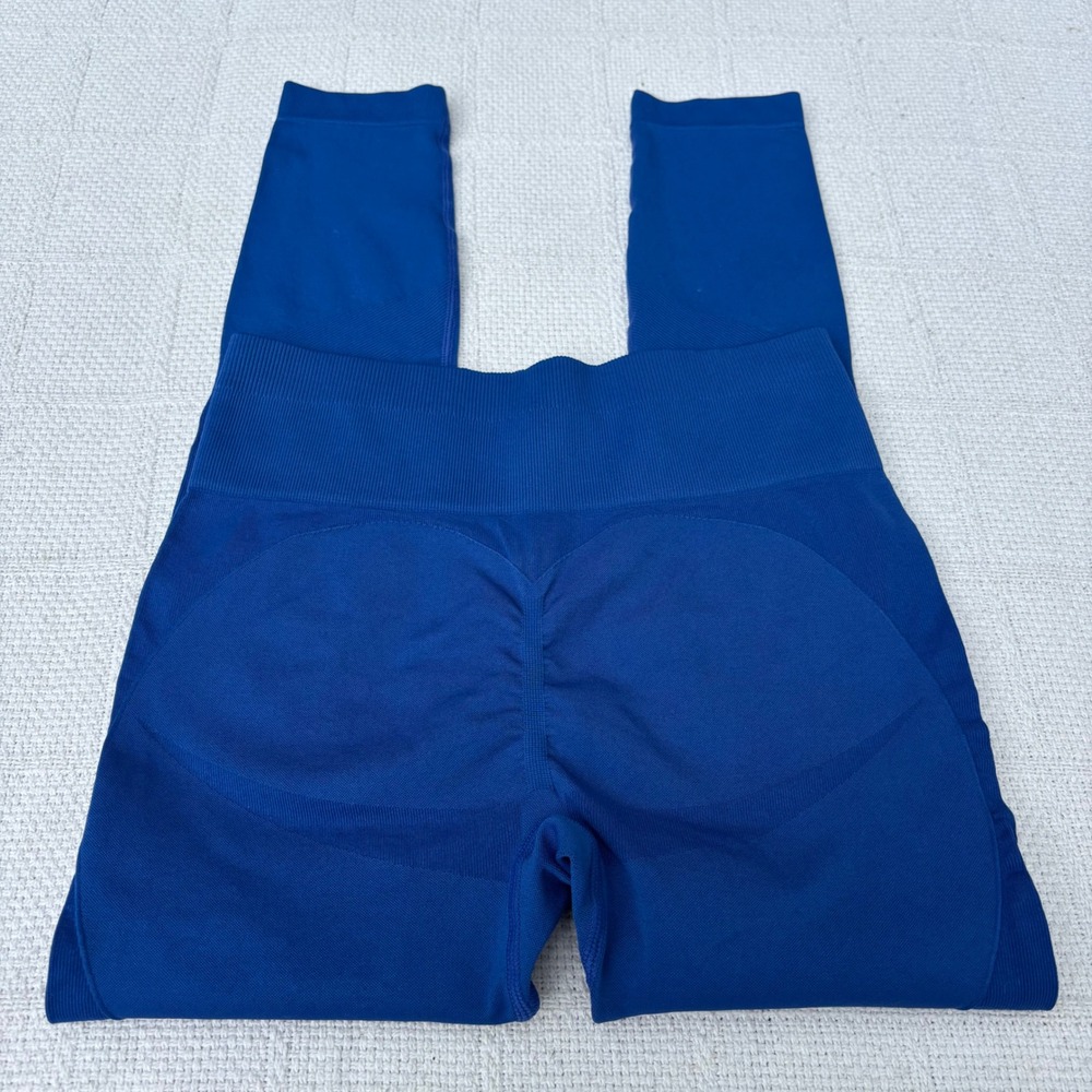 Women's Small AMAZON Royal Blue Sculpt Seamless Scrunch Workout Contour Leggings - Picture 2 of 6